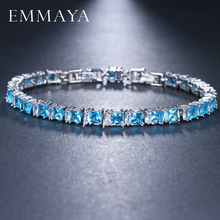 Emmaya pulseira de tênis de zircônio cúbico cz azul claro, novo bracelete para mulheres, presentes de ano novo, joias da moda, bracciali 2024 - compre barato