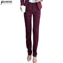 Fashion Spring Women Plaid Trousers New Office Ladies Solid Color Slim Mid Waist Pants Pantalon Pour Femme 2024 - buy cheap