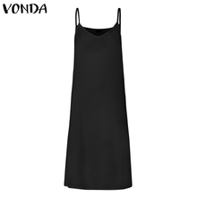 2020 VONDA Women Dress Summer Sexy V Neck Spaghetti Strap White Inner Dress Sleeveless Vestidos Summer Lining Plus Size 2024 - buy cheap