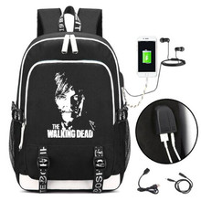 Новый рюкзак Ходячие мертвецы, рюкзак с USB-портом, модная сумка с замком на молнии для подростков, студентов, школьников, сумка для ноутбука, подарки 2024 - купить недорого