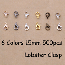 YAGE 15MM 500PCS 6 Colors Zinc Alloy Lobster Clasp Gold,Bronze,Rhodium,Rose Gold,925 silver Jewelry Findings for jewelry making 2024 - buy cheap