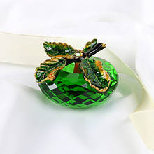 H&D 3D Crystal Paperweights Glaze for Apple Figurine Ornaments Green Glass Crafts Office Desktop Decor Wedding Birthday Gifts 2024 - buy cheap