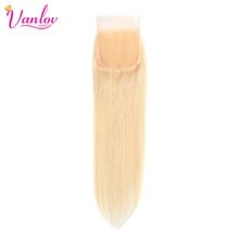 Vanlov 100% Cabelo Humano Em Linha Reta 613 Loira Lace Encerramento Com o Cabelo Do Bebê 8-20 Polegada Cabelo Remy Fechamento Direto laço suíço Feito 2024 - compre barato