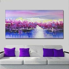 Large 100% hand painted abstract landscape oil painting on canvas wall abstract art wall pictures for living room duvar tablolar 2024 - buy cheap