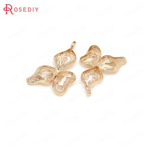 6PCS 13x23MM 24K Champagne Gold Color Plated Brass Flower Charms Pendants High Quality Diy Jewelry Accessories 2024 - buy cheap