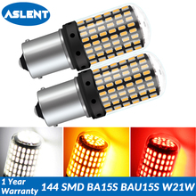 ASLENT-bombillas LED 1156 BA15S P21W BAU15S PY21W 1157 smd CanBus sin Error T20 144 W21W, luz de señal de giro sin Flash, 2x7440 2024 - compra barato