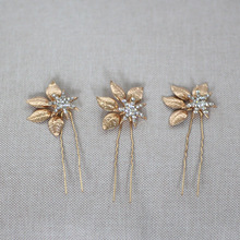 Jonnafe Gold Leaf Bridal Hair Pins Set Rhinestone Wedding Headpiece Vintage Women Hair Accessories Ornament 2024 - buy cheap