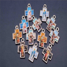 10 Pieces Icon Jesus Cross Double Side Icon Small Medal Pendant Glamour Charm Fashion Jewelry Accessories Mix Icon 2024 - buy cheap