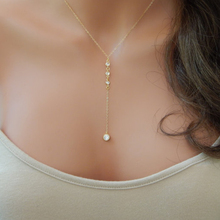 Модное крутое золотое ожерелье с фианитами и кристаллами, золотое ожерелье с Y-образной подвеской, женское свадебное ожерелье, подвески 2024 - купить недорого