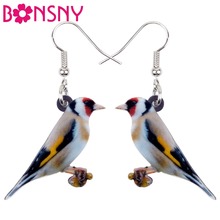 Bonsny Acrylic Novelty European Goldfinch Bird Earrings Big Long Dangle Drop Trendy Animal Jewelry For Women Girls Spring Summer 2024 - buy cheap