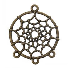 DoreenBeads Retail Connectors Findings Round Antique Bronze Hollow Spider Web Pattern 3.4cm x 2.8cm(1 3/8" x1 1/8"),50PCs 2024 - buy cheap