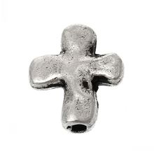 New  Spacer Beads Cross Silver Color About 14mm x 12mm,Hole:Approx 2mm,100 PCs 2024 - buy cheap