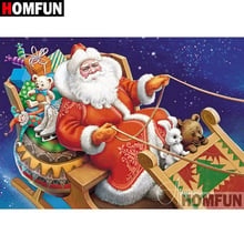 HOMFUN-pintura de diamante 5D DIY "Santa Claus", cuadrados o redondos de imitación bordado de diamantes, regalo de punto de Cruz decoración del hogar, A08935 2024 - compra barato