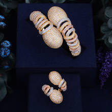 GODKI Fashion Luxury Twist Super Shiny Geometry AAA Cubic Zirconia Women Unique Bracelet Bangle And Ring Set High Jewelry 2024 - buy cheap