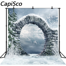 Capisco-telón de fondo para estudio fotográfico, telón para invierno, nieve, montaña, lago, piedra, arco, paisaje navideño, photocall 2024 - compra barato