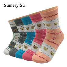 5 Pairs/Lot Socks Girls Cotton Cute Little Bear Long Socks Birthday Sweet Gifts 3 Styles 2024 - buy cheap