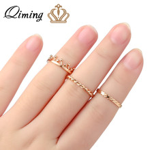QIMING Simple Finger Golden Rings For Women Fashion Jewelry Vintage Bohemia Toe Princess Crown Ring Bague Birthday Gift 2024 - buy cheap