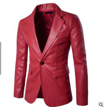Chaqueta de cuero para hombre, Blazer ajustado con un botón, prendas de vestir, de negocios, novedad 2024 - compra barato