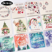 3 pcs/lot Christmas theme watercolorfolding Card with envelope Christmas Greeting Card Birthday thanks Gift Message Cards 2024 - buy cheap