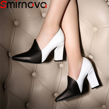 Smirnova black fashion 2020 shoes woman pointed toe pumps women shoes genuine leather high heels shoes mixed colors prom shoes 2024 - buy cheap
