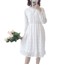 2018 spring and summer new Korean temperament fairy lace dress was thin long sleeve sweet retro elegant Dress 2024 - buy cheap