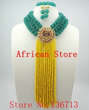 Nuevo conjunto de joyas de cuentas africanas nigerianas cuentas africanas 7 colores indio multi capa collar/pendientes mujeres BSY301-4 2024 - compra barato