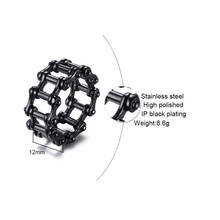 12MM Black Motorcycle Bike Bicycle Chain Men's Ring Stainless Steel Biker Band Rings for Men Punk Style Jewelry 2024 - buy cheap