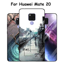 Capa de vidro temperado para celular mate 20, 7/8 ", capa espelhada, céu estrelado, huawei mate20, capa preta, capa protetora, coque 2024 - compre barato