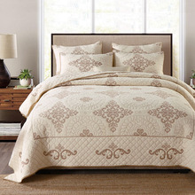 Conjunto de colcha mordedor de algodão, 3 peças, capa de cama bordada de luxo, king size, bege 2024 - compre barato