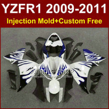 Carenagens de motocicleta branca e azul para yamaha, yzfr1 2009, 2010, 2011, molde de injeção yzf r1, 10, 11, 12, r1, bodyworks, yzf1000 + 7 presentes 2024 - compre barato