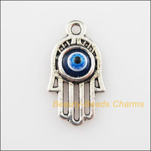 New 30Pcs Tibetan Silver Color Hand Palm Blue Eye Resin Charms Pendants 11x20.5mm 2024 - buy cheap