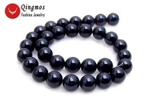 Qingmos 14mm Redonda Natural Preto Ágatas Contas Loose para Fazer Jóias DIY Colar Pulseira 15 "Gem Stone Vertentes los214 2024 - compre barato