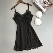 Сексуальное женское белье, шелковое кружевное платье, ночная рубашка, ночная рубашка, одежда для сна 2024 - купить недорого