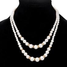 Women Faux Pearl Beads Rhinestone Inlaid Double Layer Necklace Jewelry Necklace Crystal Necklace Women Jewelry Wholesale 2024 - buy cheap