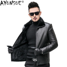 AYUNSUE Real Sheepskin Leather Jackets Men Real Mink Fur Collar Coat Genuine Leather Jacekt Mens  Coats JM-536-59 MY740 2024 - buy cheap