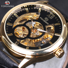 Forsining Black Gold Design Men Watch Top Brand Luxury Erkek Saat Skeleton Mechanical Watch Male Clock Relogio Montre Homme 2024 - buy cheap