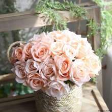 9PCS/Bouquet DIY Artificial Flowers Rose Flower Bouquet Silk Rose Flower Wedding Favors For Home Garden Wedding Party Decoration 2024 - buy cheap