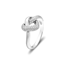 Anéis de prata esterlina 925 genuína para mulheres, anel com coração amarrado, joia para festa de casamento 2024 - compre barato