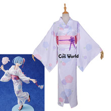 Re Zero Kara Hajimeru Isekai Seikatsu Ramu RAM Remu REM Kimono Yukata Dress Outfit Anime Cosplay Costumes 2024 - buy cheap