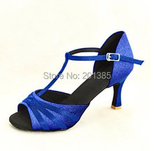 Wholesale Ladies Girls  Blue Glitter  Ballroom Latin Samba Salsa Ceroc Tango Dance Shoes All Size 2024 - buy cheap