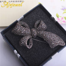 Ajojewel Vintage Style Black Rhinestone Bowknot Brooch Jewelry Women Costume Jewelry Wholesale 2024 - buy cheap