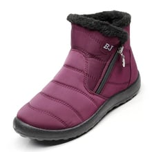 Botas de nieve cálidas para mujer, botines Con parte inferior de felpa, cremallera, Color sólido, tallas grandes, invierno, 2020 2024 - compra barato