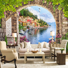 European Style 3D Stereoscopic Arch Small Town Street View Living Room TV Background Photo Wallpaper Cafe Restaurant Decor Mural 2024 - buy cheap