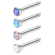 JFORYOU 20G 1.5mm 2mm 2.5mm 3mm Jeweled Opal Nose Bone Studs Rings Pin Piercing Jewelry 4PCS 2024 - buy cheap