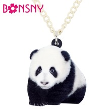 Bonsny Acrylic Novelty Chinese Panda Necklace Pendant Chain Choker Jewelry For Women Girls Ladies Fashion Animal Accessory Gifts 2024 - buy cheap