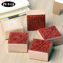 6 pcs/set Square lace wood stamp wooden rubber stamps for scrapbooking Handmade card diy stamp Photo Album Craft gifts 2024 - buy cheap