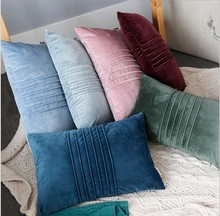 Supersoft Velvet Hand Pleat Embroidered Cushion Cover Solid Pink Blue Home Decorative Pillow Cover Lumber Pillow Case 30x50cm 2024 - buy cheap