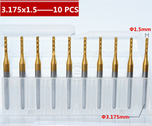 10 PCS-3.175mm(1/8'')*1.5mm, CNC PCB Bit,Micro PCB Board End mill,TiN coated Tungsten steel cnc tool,Smooth chip removal 2024 - buy cheap