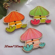 50pcs Mixed printing mushroom cartoon wood buttons for scrapbooking diy children toys craft making accessories 30mm*30mm 2024 - buy cheap