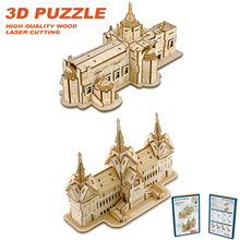 DIY Laser Cutting 3D Thai Architecture Wooden Puzzles Learning Educational Toy Game Assembly Toys for Children Jigsaw Kids Toys 2024 - buy cheap